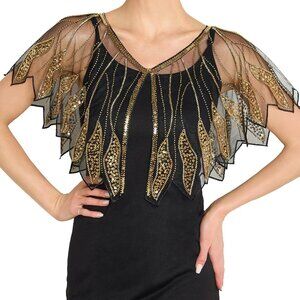 Women's Beaded Sequin Flapper Shawl Wrap 1920s Party Wedding Evening